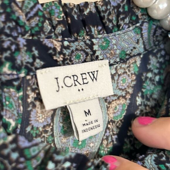 J. Crew Paisley Printed Smock Long Sleeve Blouson Top SIZE MEDIUM - Picture 4 of 7
